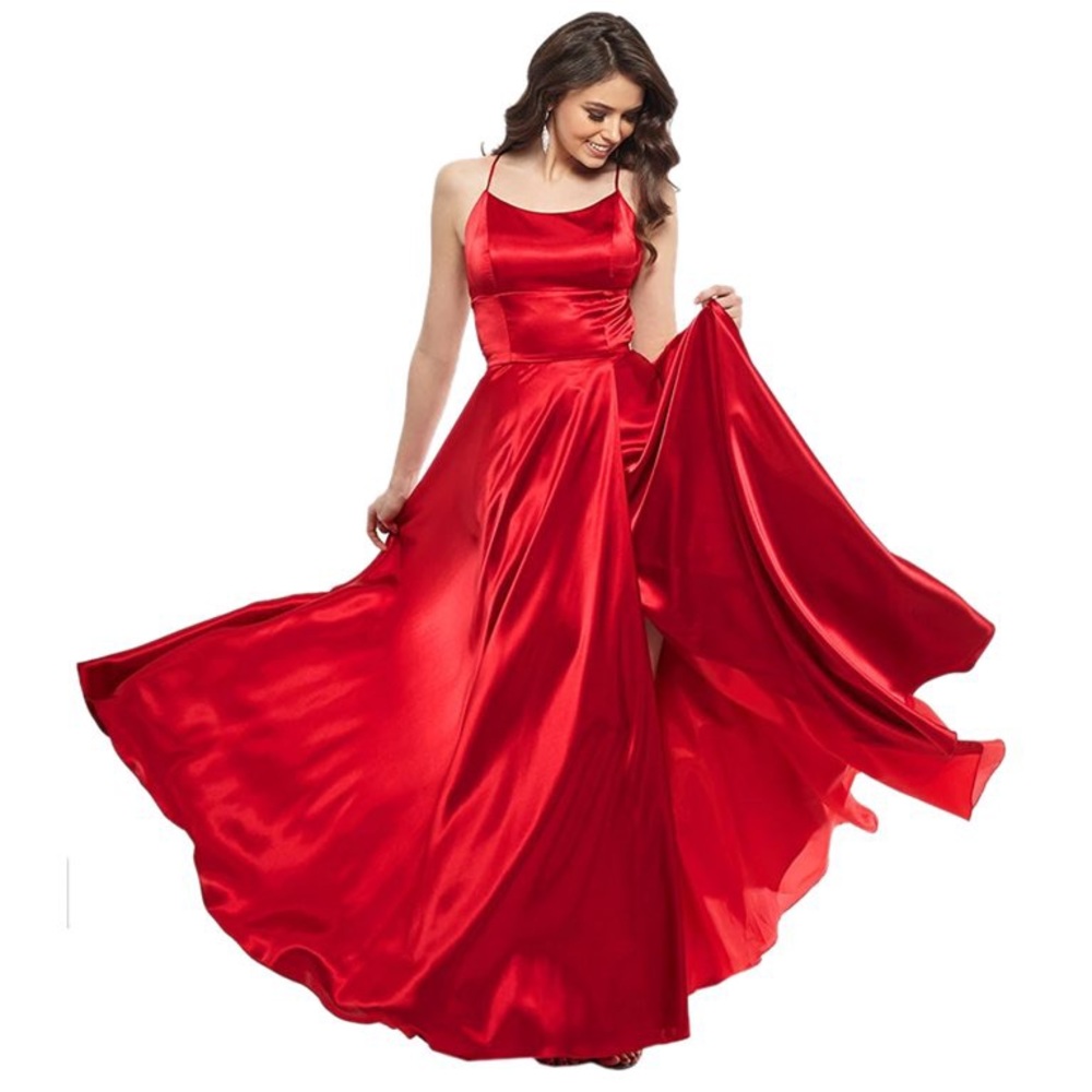 Betsy Adam Satin A-Line Strappy Back Dress